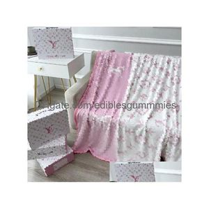 Battaniye tasarımcı battaniye eski çiçek baskılı klasik mektup logo tasarım renk ofis şekerleme havlu kanepe dekorasyon 150/200cm ile dhn3f