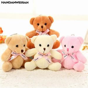 Peluş oyuncak aşk oturan ayı 1 sevimli küçük kolye mini karikatür bowtie atkı çiçek demet ayı oyuncak nötr sevgililer günü hediye yeni 11cm 240124