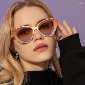 Солнцезащитные очки 2024, модные женские очки «кошачий глаз» в стиле ретро с градиентом, уличные очки-инструменты
