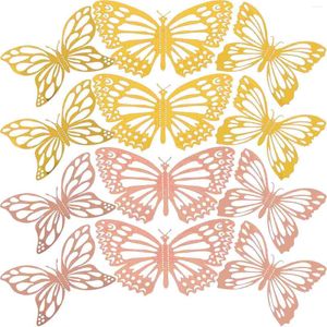 Dekoratif Çiçekler 48 PCS Çocuk Odası Dekor 3D Kelebekler Duvar Dekorları Küçük Çıkartmalar Dekorasyonlar Yatak Odası Kelebek Çiçek Kağıt Hediye