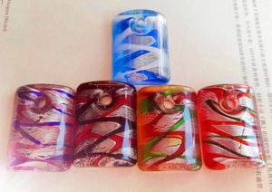 Kolye Kolyeler Toptan 5pcs El Yapımı Altın Murano Lamba Cam 3D Renkli Dikdörtgen Fit Kolye Takı Hediyeleri