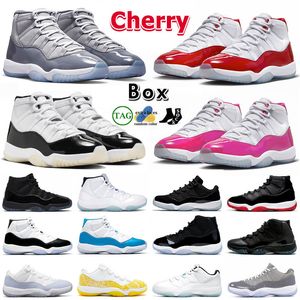 Баскетбольные кроссовки Jumpman высшего качества 11 с коробкой, мужские кроссовки Cherry 11s XI, розовые, фиолетовые, DMP Midnight Navy, крутые серые, цементно-серые, кроссовки Low Space Jam, большой размер 13