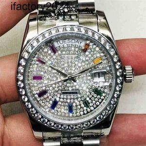 Ap Watch Diamond Moissanit Iced Out kann den Test bestehen 3235 Gangreserve 72 Datejust Damen ES 3K N C Datum aaaaa Herren mechanisch das Protokoll des Hauses ist voll farbige Steine an