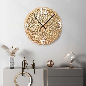 Relógios de parede feitos à mão nórdico luz luxo ouro mudo relógio de parede atacado