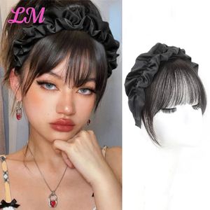 LM Synthetic Fake Bangs Hair Neat Fringe Bands with Double Row Braids Headband Heat Resistant Bangs In Hair Hairpiece 240118