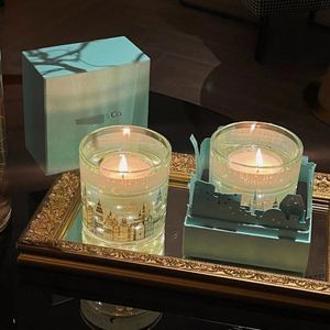 Caixa de presente de vela de aromaterapia azul designer para quarto, sala de estar, vela de atmosfera interna, proposta noturna Vela romântica Radiante Noite Limitada Aromaterapia