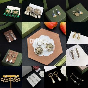 Luxury Colored Rhinestone Earrings Charm Crystal Dangles Gold Letter Earrings 18K Plated Earrings Studs Jewelry Accessories