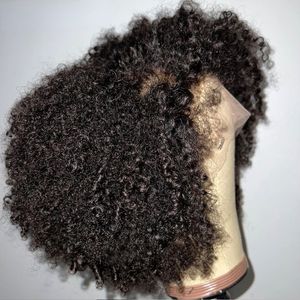 Saç Aksesuarları Brezilya Afro Kinky Kıvırcık İnsan Saç Perukları Siyah 360 Dantel Frontal Peruk Kıvırcık Ucuz Gluoness Sentetik Kısa Dantel Ön Peruk Ücretsiz Nakliye