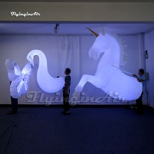 Освещенный парадный воздушный шар с животными, белые надувные крылья бабочки, лебедь, единорог, костюм лошади для шоу на мероприятии