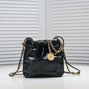 Дизайнерская роскошная сумка через плечо Мини-сумка размера 22 Женская сумка для покупок на шнурке Сумка-ведро Мешок для мусора Позолоченная винтажная сумка через плечо Большая сумка Классический клатч