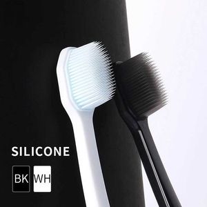 Diş fırçası 4-nanometre silikon diş fırçaları küçük fırça başı siyah ve beyaz yetişkinler için uygun yumuşak silikon fırça