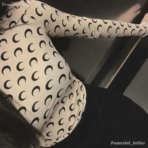 Женская футболка Дизайнерские футболки Женская одежда Сексуальная лунная рубашка Летние женские футболки Модная футболка с длинным рукавом и рисунком 9599