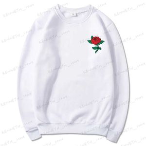 Erkek Hoodies Sweatshirts Yeni Erkekler Hip Hop Gündelik Popüler Sweatshirt Moda Adam Sokak Giyim Harajuku Sonbahar Kış Komik Gül Baskı Hoodie Giysileri T240126