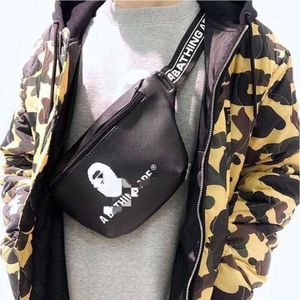 24SS Дизайнерская сумка Ape Японское приложение b * Ap Ape Head Черный пояс из искусственной кожи Оригинальный цвет Самозапечатывающаяся сумка Упаковка Акула