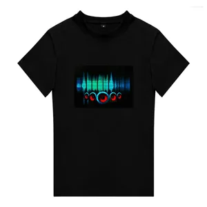 Erkek Tişörtleri 2024 SATIŞ EL SES SES SES ACTIVED T-shirt Özel Aydınlık Müzik Partisi için Karanlık Panelde