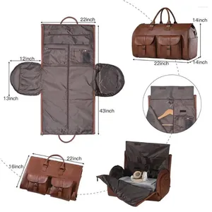 Storage Bags Garment Bag For Travel Convertible Carry On Duffel Men Waterproof PU Large Weekender 2 In 1 Suit Dress