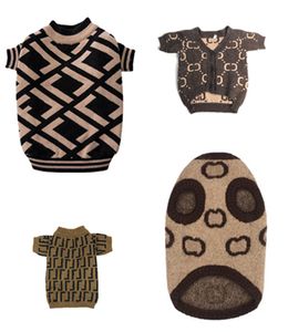 Дизайнерский коричневый свитер для собак, классический зимний утолщенный и теплый свитер с буквенным логотипом для кошек, пуловер для домашних животных, одежда для собак