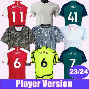 2023 24 SAKA WHITE Player Мужские футбольные майки TIERNEY GABRIEL ODEGAARD SMITH ROWE MARTINELLI Home Away 3rd Joint Version Специальные выпуски Футболки