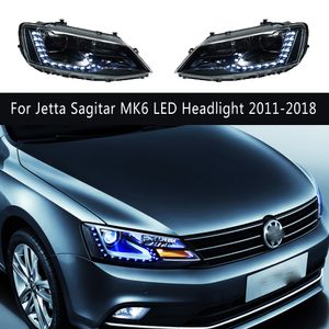 For Jetta Sagitar MK6 LED Headlight 11-18 Daytime Running Light Auto Parts Dynamic Streamer Turn Signal High/Low Beam Head Lamp