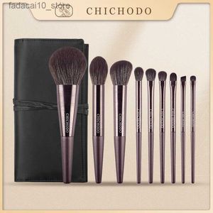 Pincéis de maquiagem CHICHODO Mkeup Brush-Violet 9pcs Professional Make up Brushes Set-Powder Highlighter Sobrancelha Eyeshadow Pens-Beginer Makeup Tools Q240126