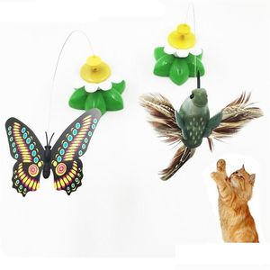 Gato brinquedos bonito elétrico girando colorf borboleta pássaro engraçado cão brinquedo para pequenos gatos inteligência tainingcatcat gota entrega dh1e3