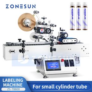 ZONESUN Automatic Tube Labeler Lip Balm Label Machine Tabletop Label Applicator Horizontal Wrap Around Labeler ZS-TB800