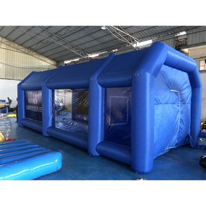 Оптовый бесплатный корабль на открытом воздухе коммерческий синий надувной надувной кассовый стенд 7x4x3m Картина автомобиля Рабочая станция Палатка с 2 воздухами 001