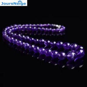 Ожерелья оптом, фиолетовое ожерелье из натуральных кристаллов, бусины, башенная цепочка, шариковое ожерелье, счастливое для женщин, для девочек, свитер, цепочка, ювелирные изделия JoursNeige