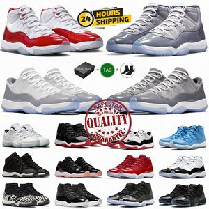 With Box 11 11s Cherry Cool Grey Cement DMP Bred Low Midnight Navy 25th Anniversary Черно-белые баскетбольные кроссовки Мужские Jumpman 11s j11 Женские спортивные кроссовки Кроссовки