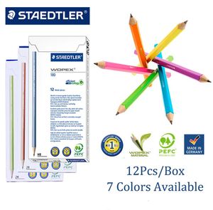 12pcs/box staedtler wopex 180 neon kalem hb renkli çubuk siyah kurşun öğrenci çizim çizim sevimli kalemler kırtasiye malzemeleri 240118