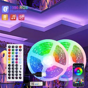 Cor rgb 5050 tira conduzida bluetooth fita decoração para sala led 10m 15m 20m 30m pc tv backlight neon iluminação led