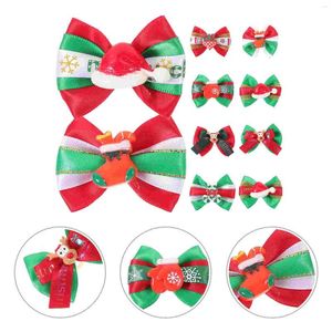 Vestuário para cães 10 Pcs Arco de Natal Papai Noel Boneco de neve Pet Arcos para cabelo Hairpin