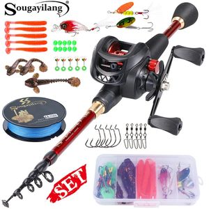 Sougayilang 1824m Telescopic Fishing Combo Carbon Fibre Rod and 72 1 Gear Ratio Reel with Hook Lure Line Kit 240119