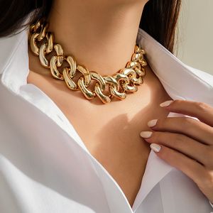 Ожерелье-чокер с кубинскими звеньями в стиле панк для женщин и девочек, легкое ожерелье с массивными квадратными звеньями цепи CCB, эффектные украшения в стиле хип-хоп