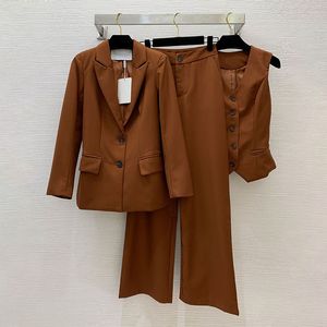Женский формальный пиджак, брючный жилет, костюм, роскошная дизайнерская куртка, брюки, жилет, элегантный модный пиджак из 3 предметов, наряды