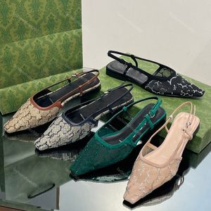 Elbise Ayakkabı Moda Tasarımcısı Kadın Slingbacks 10a Yüksek Kaliteli Sıcak Matkap Kafa Baskı Kristalleri Köpüklü Motif Daireleri Klasik Parti Akşamı 35-42