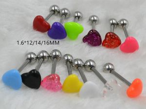 100pcs Body Jewelry Tongue Nipple Shield Ring Barbells Straight Bar 14G Heart Candy Balls Piercing 240127