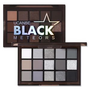 UCANBE Smokey Black Палитра теней для век 15 цветов Темный мерцающий матовый металлик Палетка для макияжа Высокопигментированный серый серебристый 240124