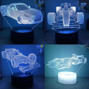 Ночные огни Формула 1 F1 гоночный автомобиль 3d светодиодный светильник для спальни суперкар лавовая лампа декор детской комнаты подарок на день рождения бойфренду