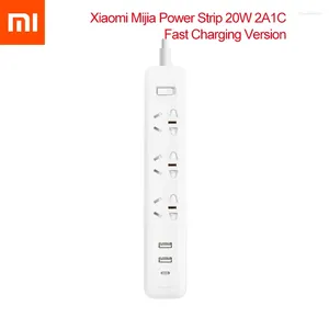 Akıllı Ev Kontrolü Xiaomi Socket Mi Mijia QC3.0 20W Hızlı Şarj Güç Şeridi 2A1c 3 Soket Standart Fiş Arayüzü Uzatma Kurtası 1.8m