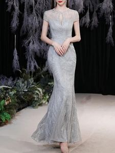 O-neck Sequined Slim Fit Simple Elegant Evening Dresses Sleeveless Wedding Party Vestidos Temperament Elegant Trumpet Prom Dress 240124
