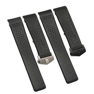 İzle Bantlar 22mm 24mm Siyah Havalandırma Bandı Carrera Silikon Silikon Silikon Su Geçirmez Strap Bilezik Kemeri2669