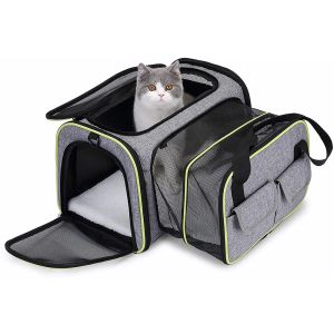 Переноска Cenkinfo, одобренная авиакомпанией, переноска для кошек, мягкая переноска для кошек, складная сумка для собак, расширяемая вентиляция, переноска для домашних животных