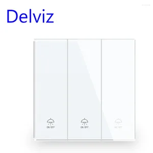 Управление умным домом Delviz, стандарт ЕС, 16А, переключатель настенного светильника, панель из закаленного хрустального стекла, переменный ток 110–250 В, 3 группы, 2-позиционная кнопка, мощность в Великобритании