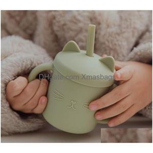 Tazas 200 ml Sippy Cup Niño Aprendizaje Botella Calor A prueba de fugas Sile Vajilla Inventario Venta al por mayor Entrega de gota Hogar Jardín Cocina Di Dhkvw