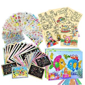 26Pcs Educational Learning Drawing Toys Children Set Scratch Painting Sand Diamond Stickers for Kid 240124