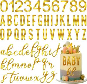 Kek Araçları 124pcs Gül Altın Akrilik Numeber Mektup Dekorasyonları Prenses Kraliçe Doğum Günü Adı Diy Cupcake Dekor Numarası