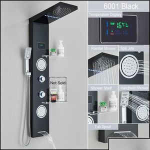 Banyo Duş Başlıkları LED Işık Panel Yağmur Yağmur Dijital Ekran Seti SPA MAS Jet Sütun Karıştırıcı TAP T DAHA TESLİMİ OTQPE