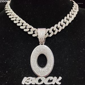 Ожерелья с подвесками для мужчин и женщин, ожерелье в стиле хип-хоп, полный кристалл, кубинская цепочка, модные очаровательные ювелирные изделия в стиле хип-хоп с буквами, подарки