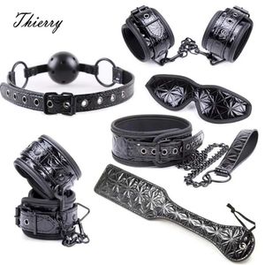 Бондаж Thierry Crimson/Black Tied Ultimate Bondage Kit С завязанными глазами, кляп, воротник, манжеты на запястьях и лодыжках, весло, порка, секс-игрушки